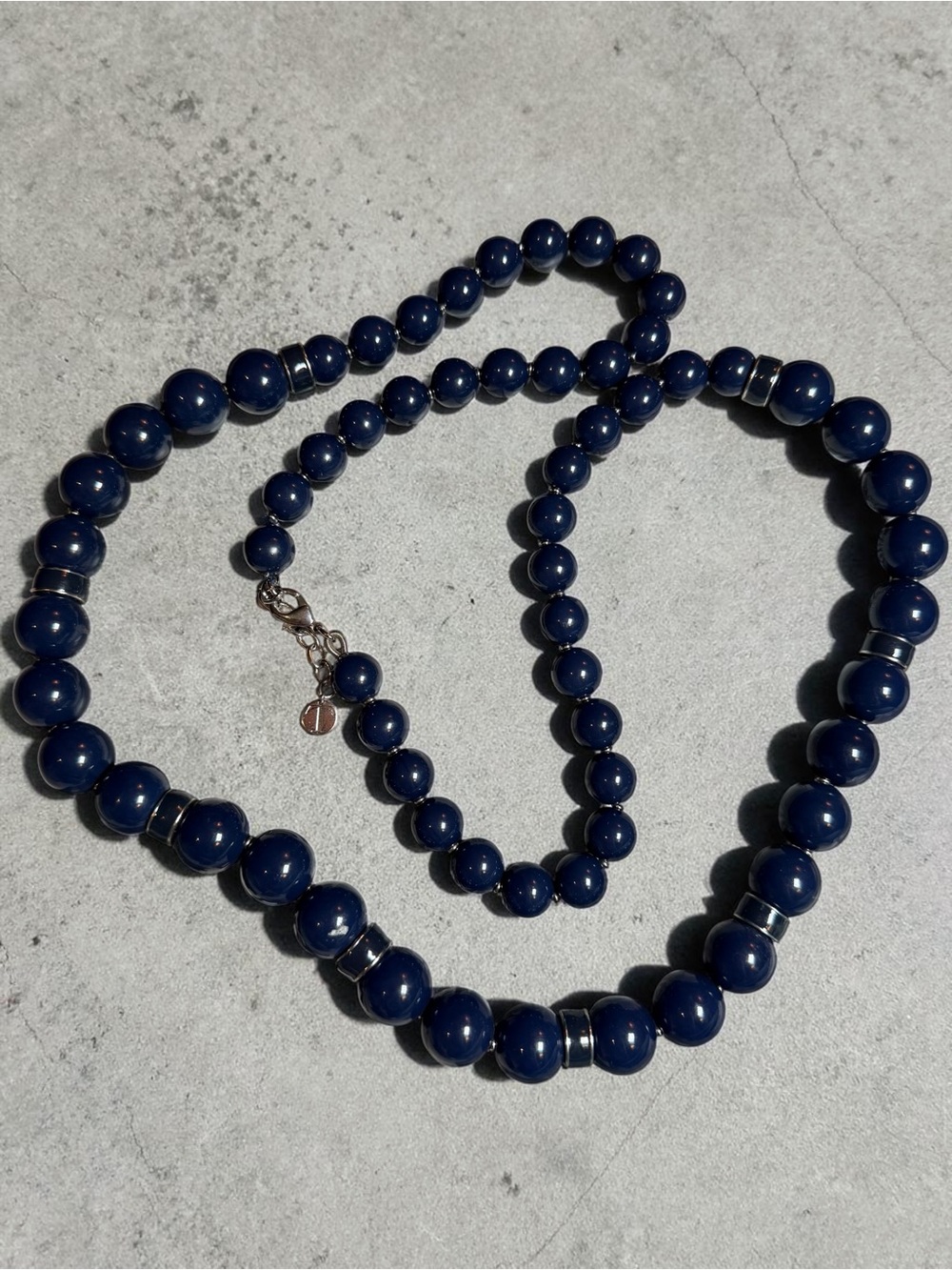 Classic Navy Beaded Necklace - Elegant Women's Jewelry